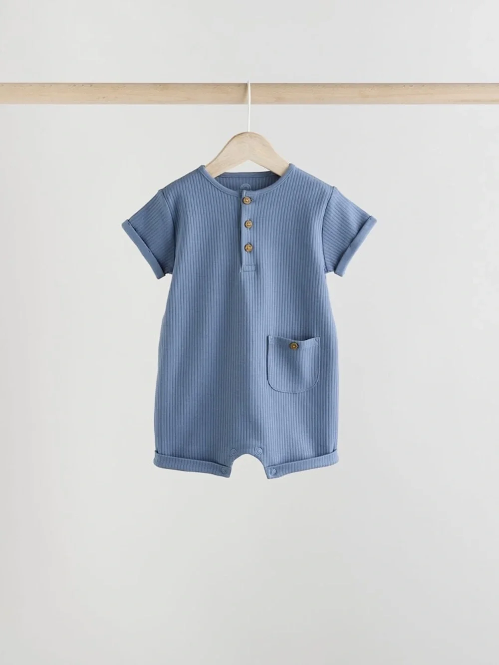 Next Blue Grandad Button Neck Baby Rompers 4 Pack- NWT- Up to 3mths